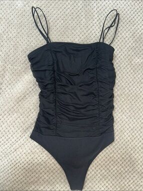 Abercrombie and Fitch Black Ruched Bodysuit M